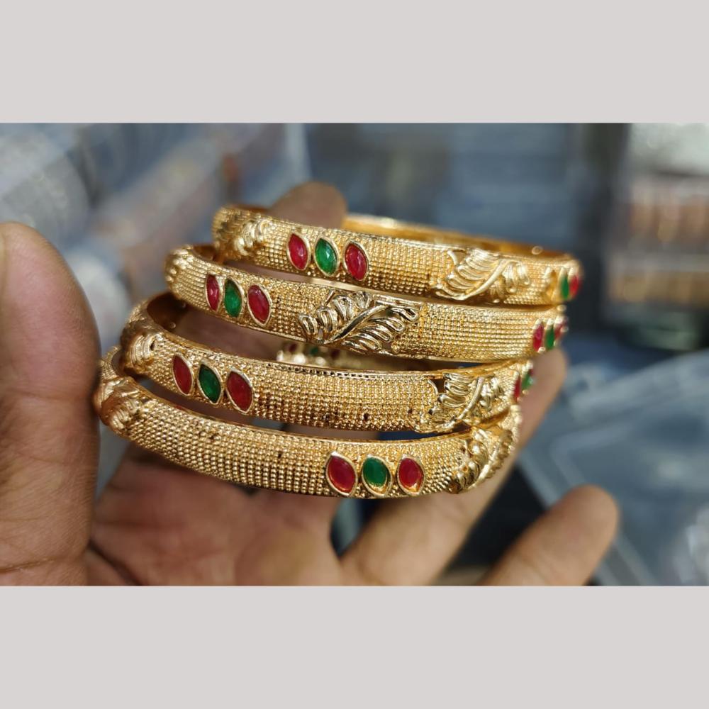 Pooja Bangles Gold Plated Crystal Stone Bangles Set