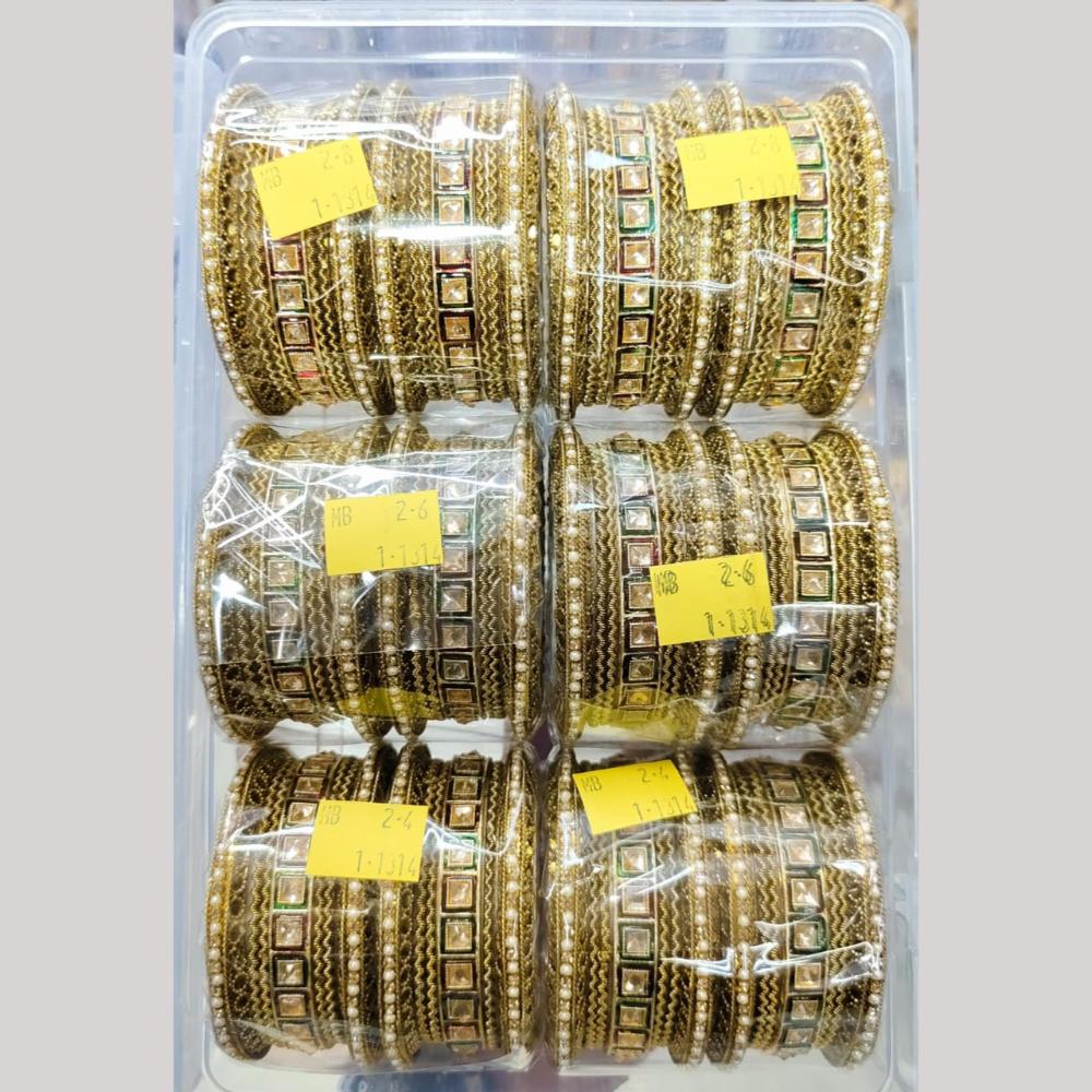 Pooja Bangles Gold Plated Crystal Stone Bangles Set