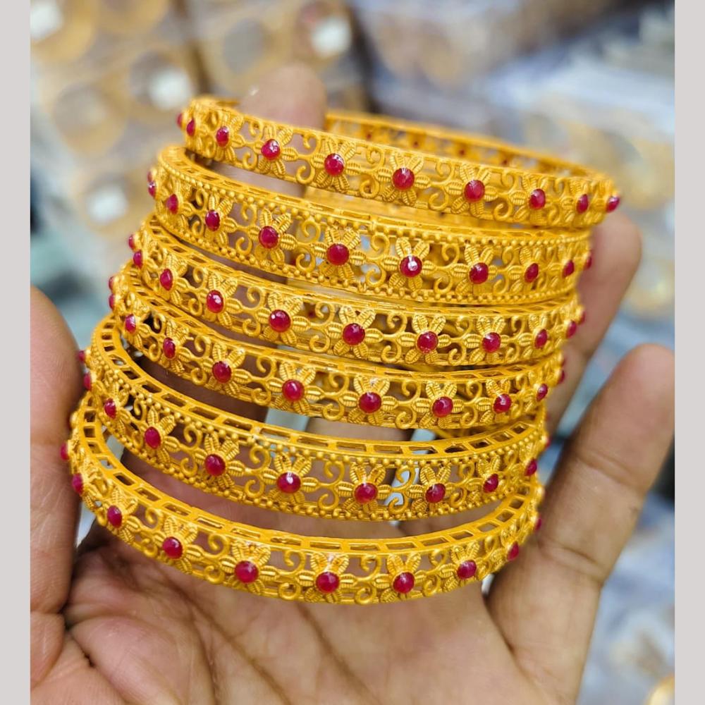 Pooja Bangles Gold Plated Pota Stone Bangles Set