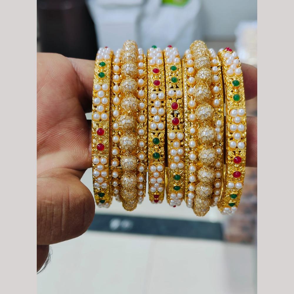 Pooja Bangles Gold Plated Pearls Bangles Set