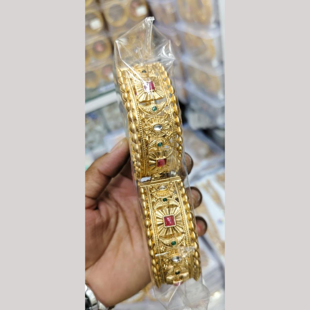 Pooja Bangles Gold Plated Pota Stone Openable Bangles Set