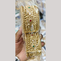 Pooja Bangles Gold Plated Pota Stone Openable Bangles Set