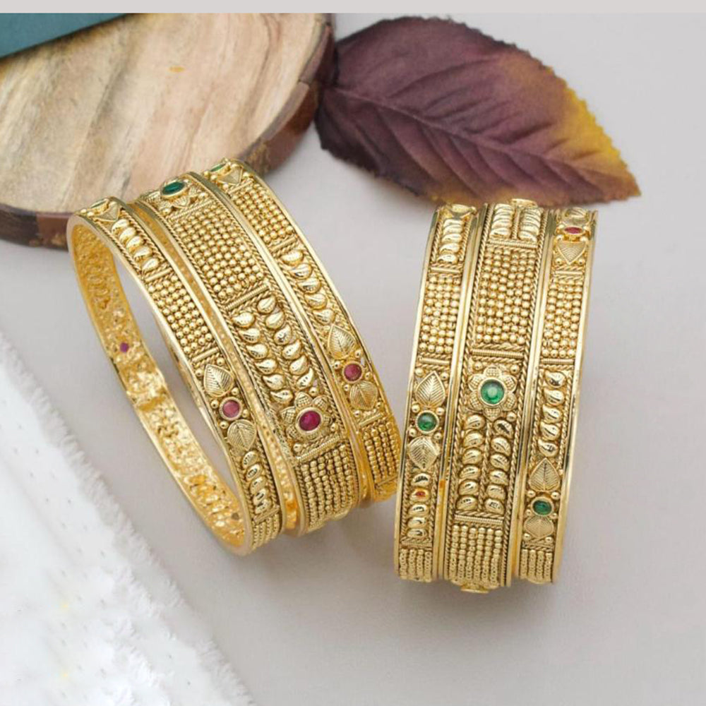 Pooja Bangles Gold Plated Pota Stone Bangles Set
