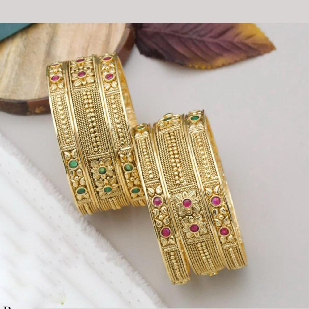 Pooja Bangles Gold Plated Pota Stone Bangles Set