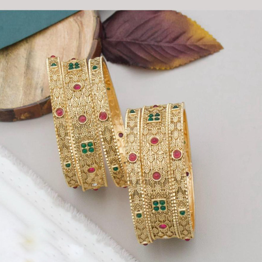 Pooja Bangles Gold Plated Pota Stone Bangles Set