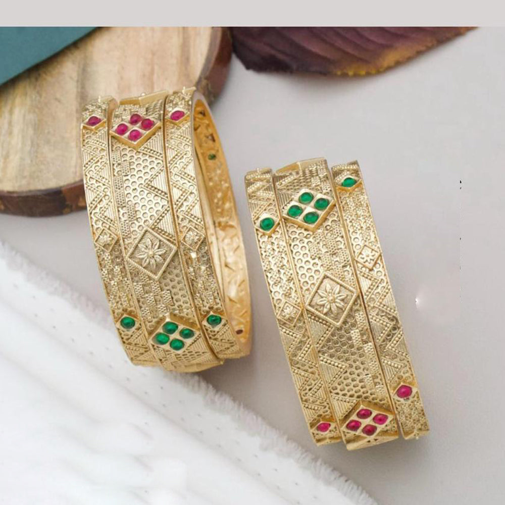 Pooja Bangles Gold Plated Pota Stone Bangles Set