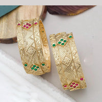 Pooja Bangles Gold Plated Pota Stone Bangles Set