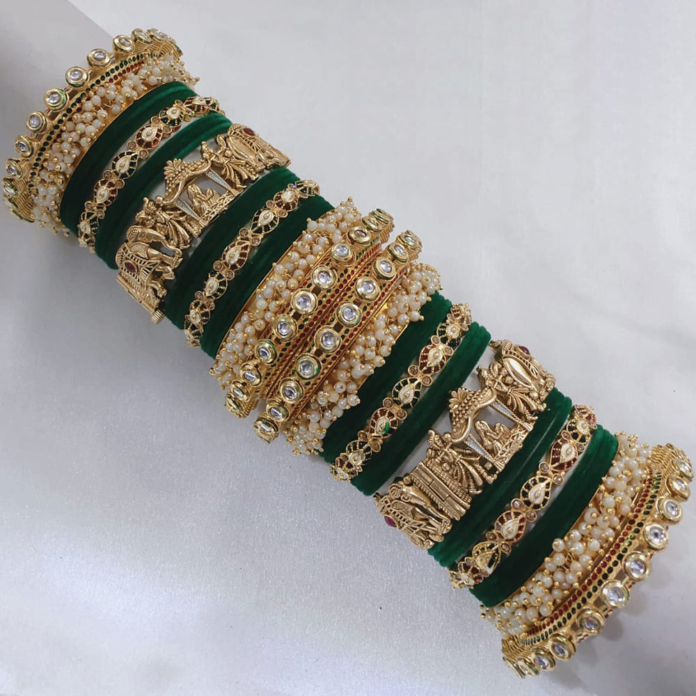 Pooja Bangles Gold Plated Kundan Stone And Pearls Bridal Chura