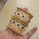 Pooja Bangles Gold Plated Pota Stone And Meenakari Bangles Set