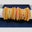 Pooja Bangles Gold Plated Pota Stone Openable Bangle Set