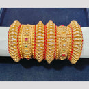 Pooja Bangles Gold Plated Pota Stone Openable Bangle Set