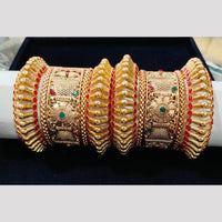 Pooja Bangles Gold Plated Pota Stone Openable Bangle Set