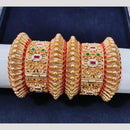 Pooja Bangles Gold Plated Pota Stone Openable Bangle Set