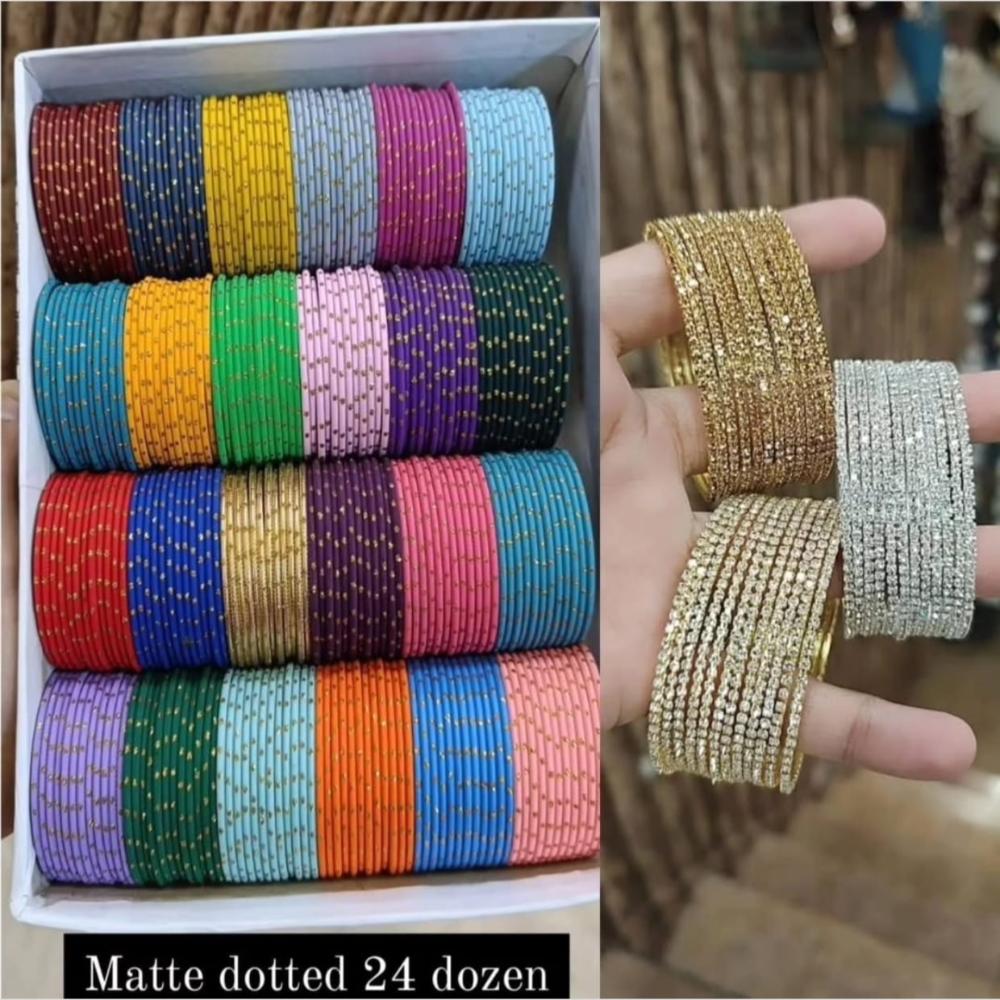 Pooja Bangles Multi Colors Metal Bangle Set