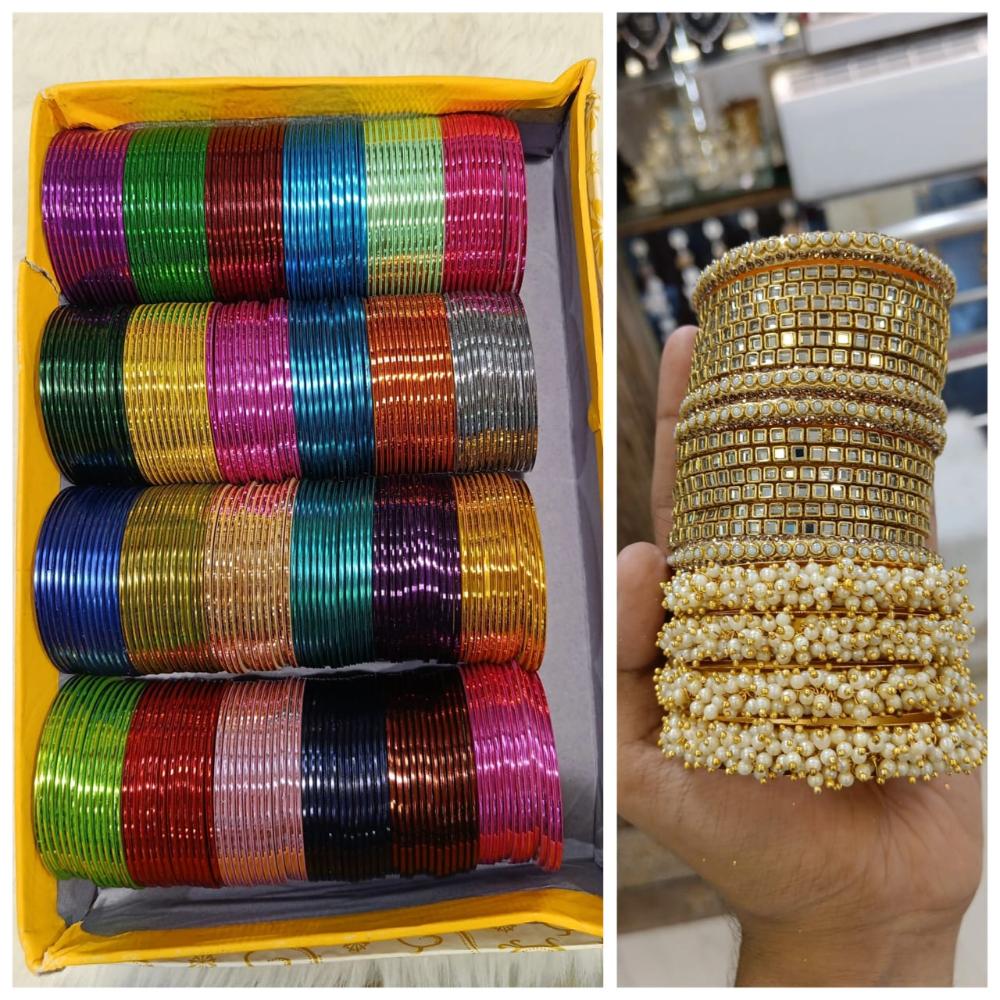 Pooja Bangles Multi Colors Metal Bangle Set