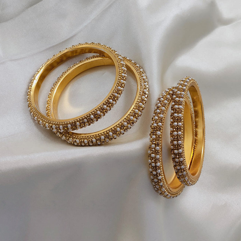 Pooja Bangles Gold Plated Pearls Bangles Set