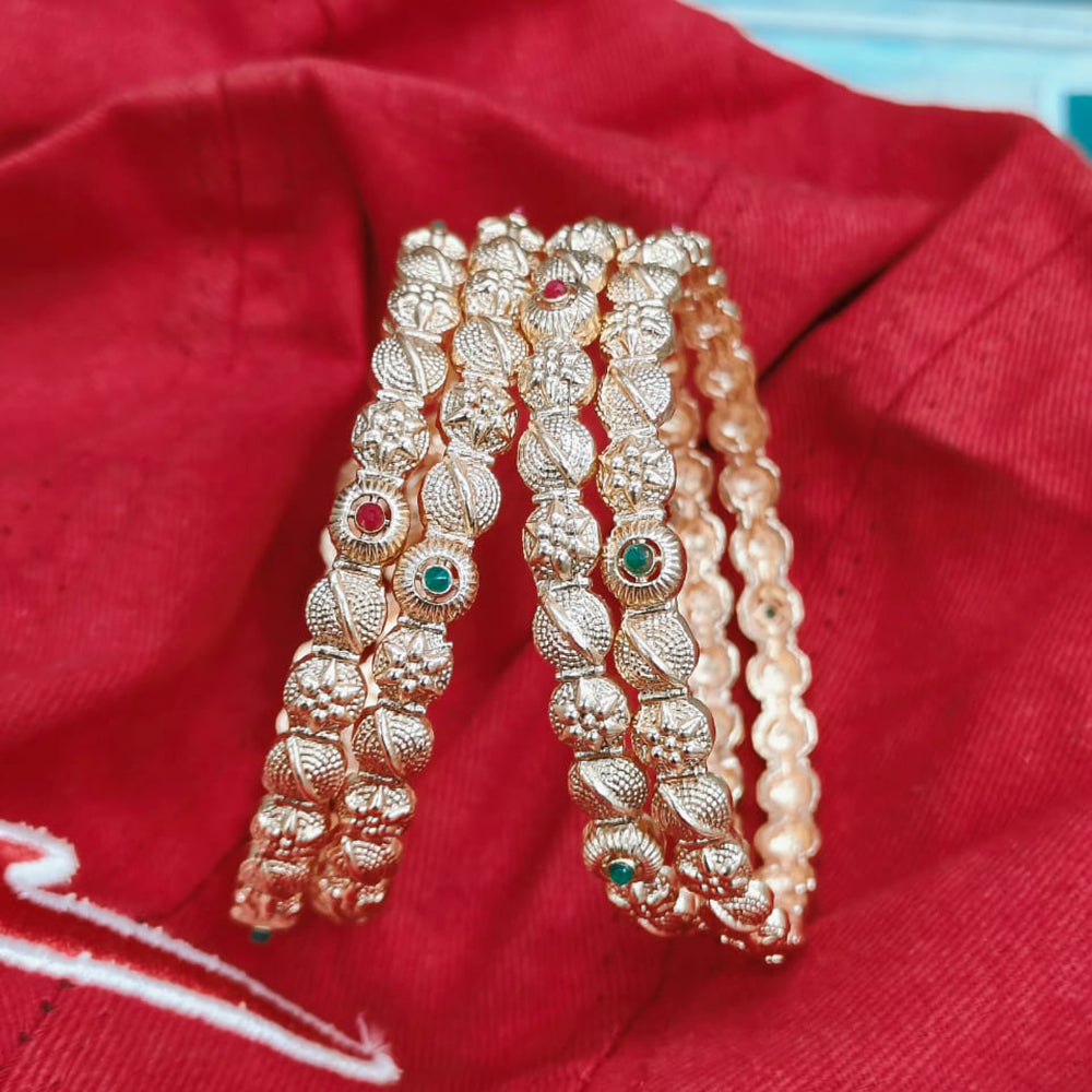 Pooja Bangles Gold Plated Pota Stone Bangle Set