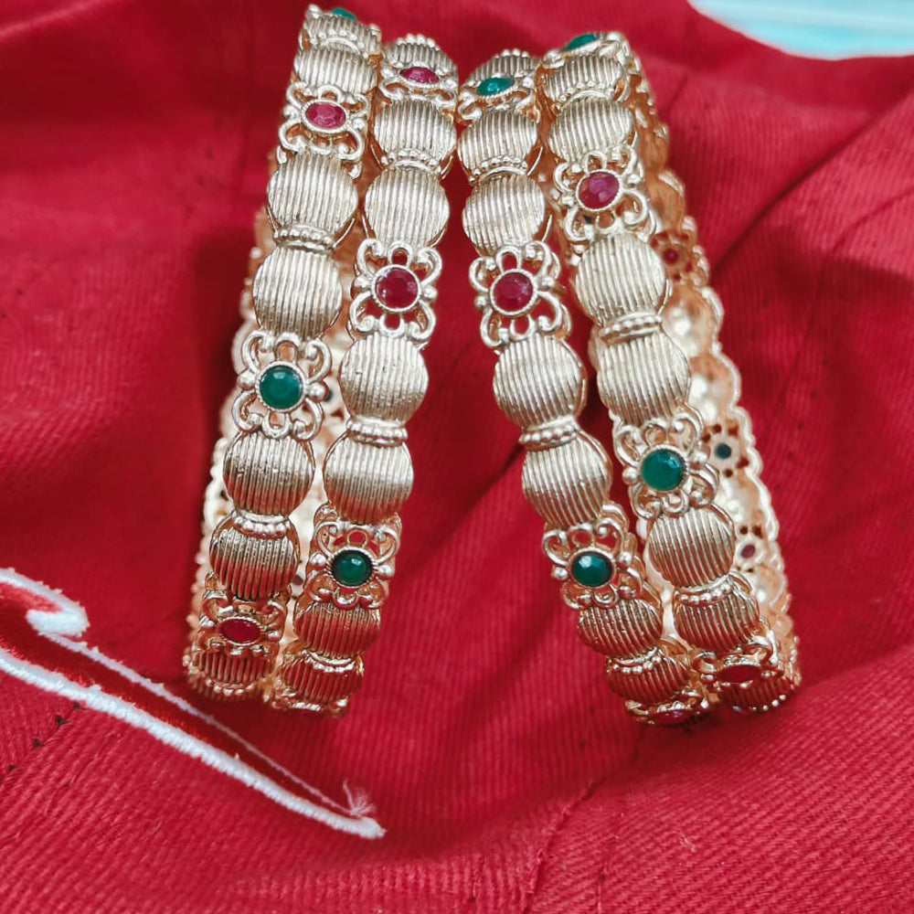 Pooja Bangles Gold Plated Pota Stone Bangle Set