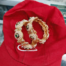 Pooja Bangles Gold Plated Pota Stone And Pearl Openable Bangle Set