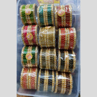 Pooja Bangles Gold Plated Austrain Stone Metal Multi Color Bangle Set