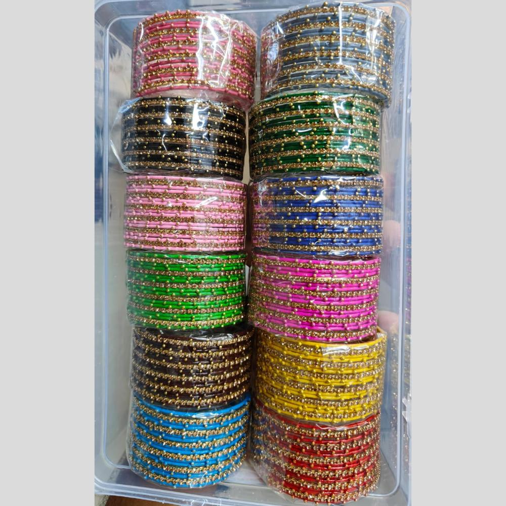 Pooja Bangles Gold Plated Metal Multi Color Bangle Set
