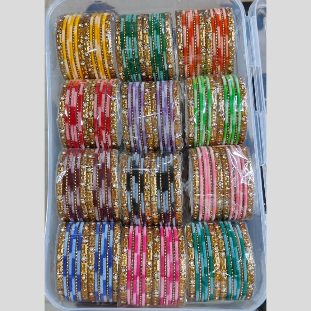 Pooja Bangles Gold Plated Metal Multi Color Bangle Set