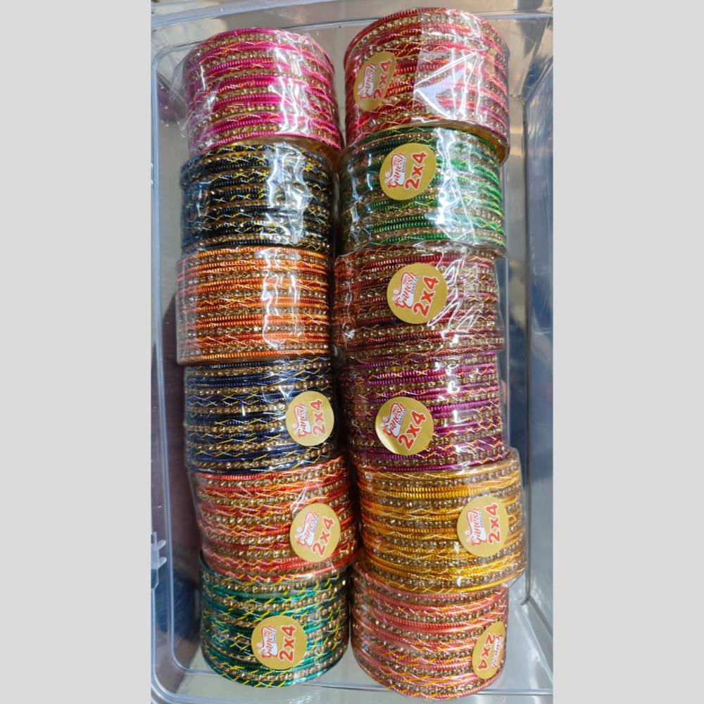 Pooja Bangles Gold Plated Metal Multi Color Bangle Set