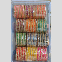 Pooja Bangles Gold Plated Austrain Stone Metal Multi Color Bangle Set