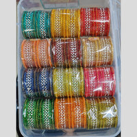 Pooja Bangles Austrain Stone Metal Multi Color Bangle Set