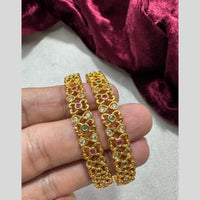 Pooja Bangles Gold Plated Pota Work And Pearl Bangles Set