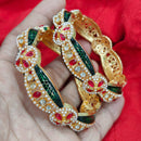 Pooja Bangles Traditional Grace Gold Plated Austrian Stone And Pearl Bangle Set