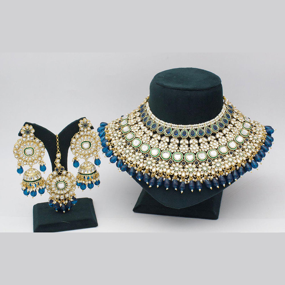 Pooja Bangles Gold Plated Kundan Stone And Beads Choker Necklace Set
