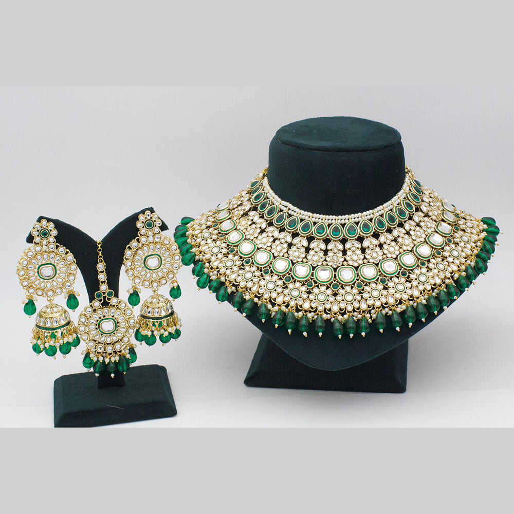 Pooja Bangles Gold Plated Kundan Stone And Beads Choker Necklace Set