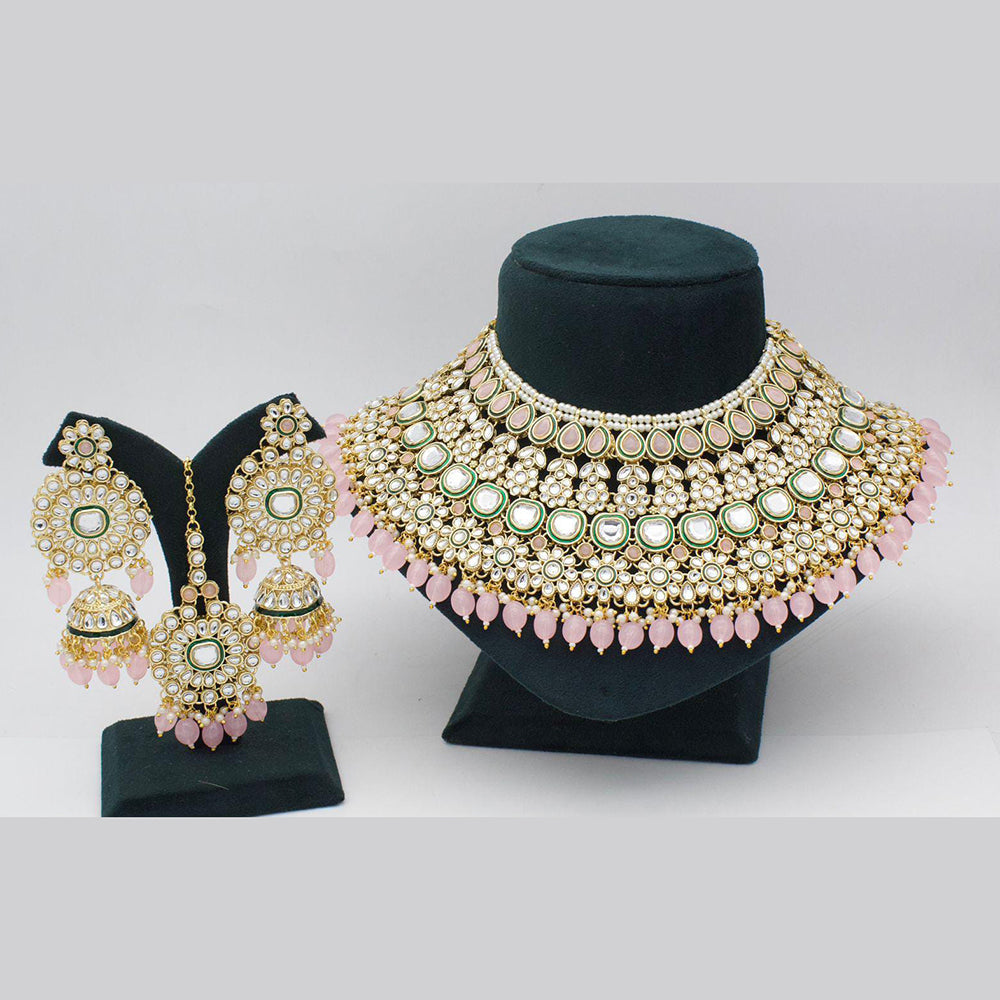 Pooja Bangles Gold Plated Kundan Stone And Beads Choker Necklace Set