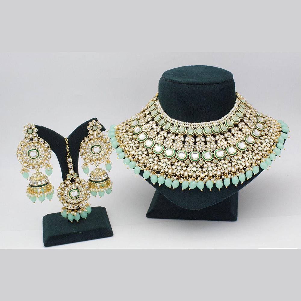 Pooja Bangles Gold Plated Kundan Stone And Beads Choker Necklace Set