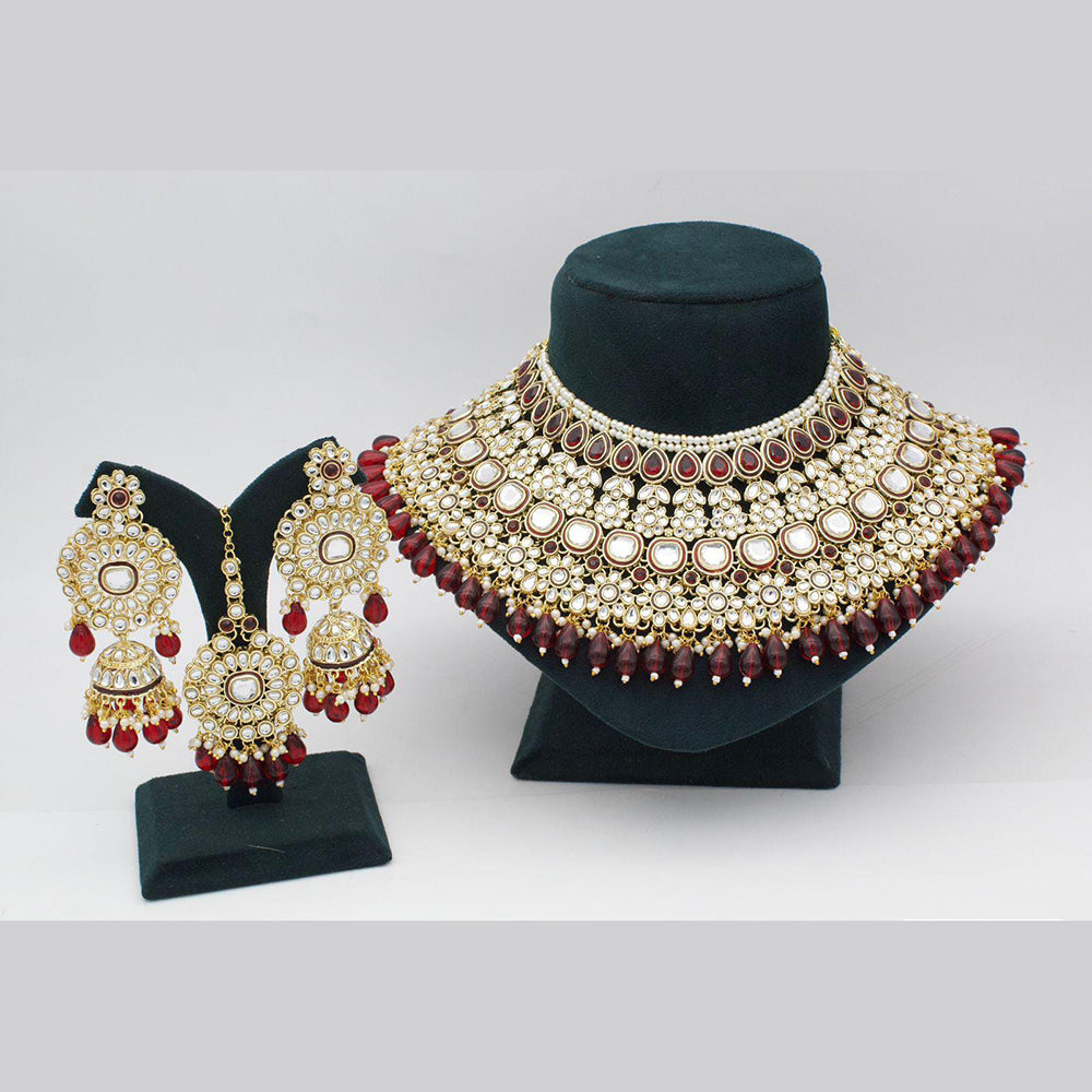 Pooja Bangles Gold Plated Kundan Stone And Beads Choker Necklace Set