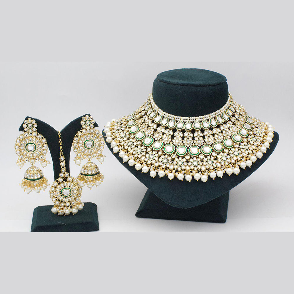 Pooja Bangles Gold Plated Kundan Stone And Beads Choker Necklace Set