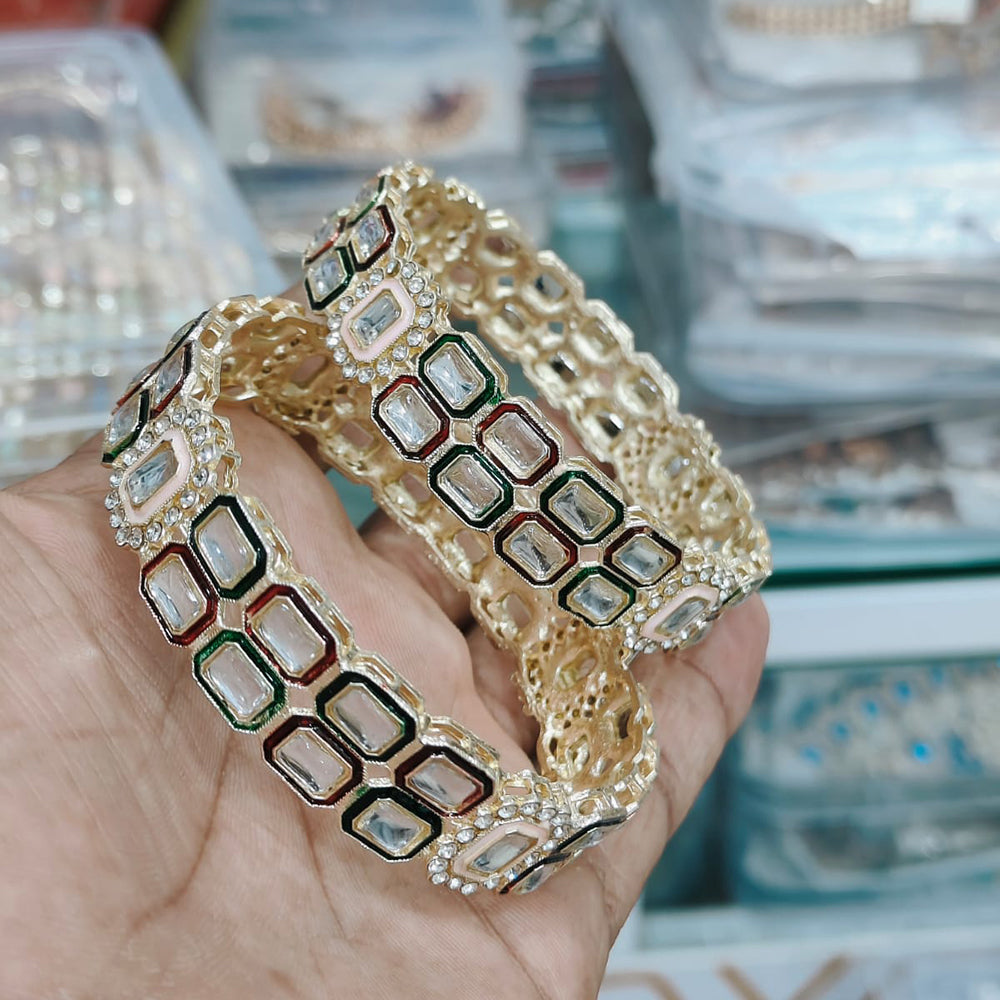 Pooja Bangles Gold Plated Kundan Bangle Set