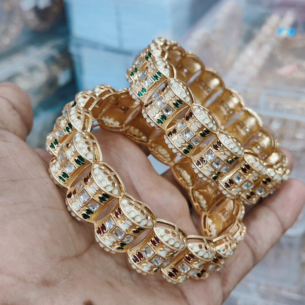 Pooja Bangles Gold Plated Pota And Kundan Bangle Set