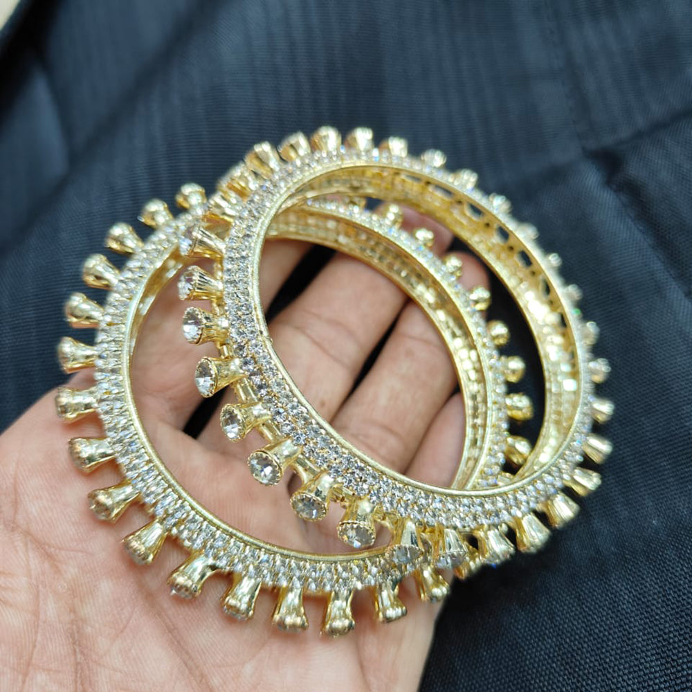 Pooja Bangles Gold Plated Crystal Bangle Set