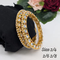 Pooja Bangles Gold Plated Pota Stone And Kundan Bangles Set