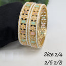 Pooja Bangles Gold Plated Crystal Stone And Pearl Bangles Set
