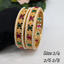 Pooja Bangles Gold Plated Crystal Stone And Pearl Bangles Set
