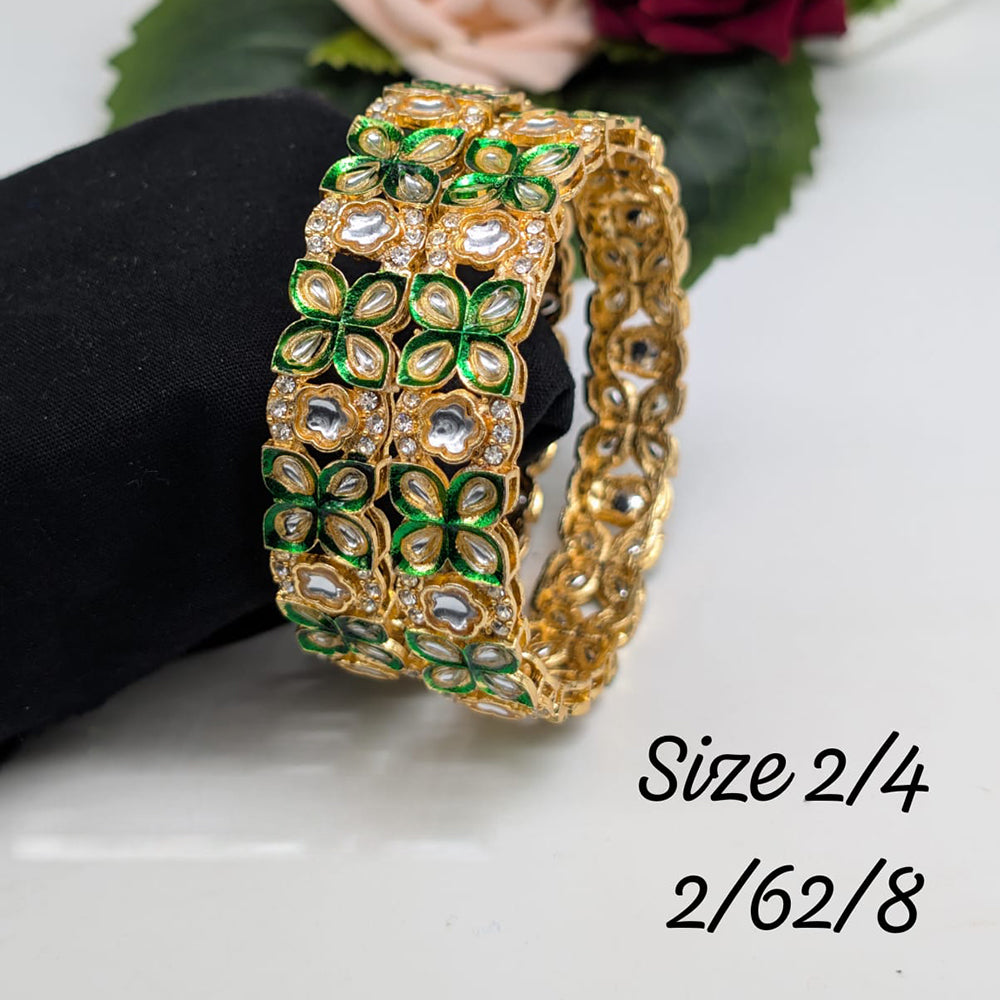 Pooja Bangles Gold Plated Kundan Stone Meenakari Bangles Set
