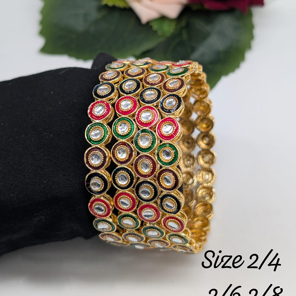 Pooja Bangles Gold Plated Kundan Stone Meenakari Bangles Set