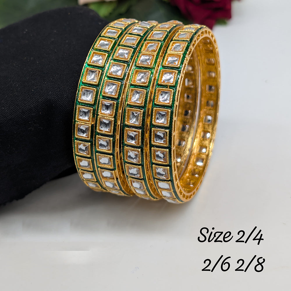 Pooja Bangles Gold Plated Kundan Stone Meenakari Bangles Set
