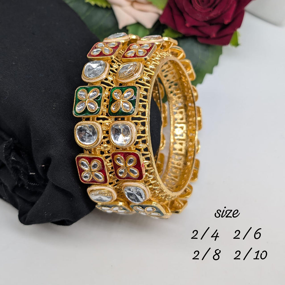 Pooja Bangles Gold Plated Kundan Stone Meenakari Bangles Set
