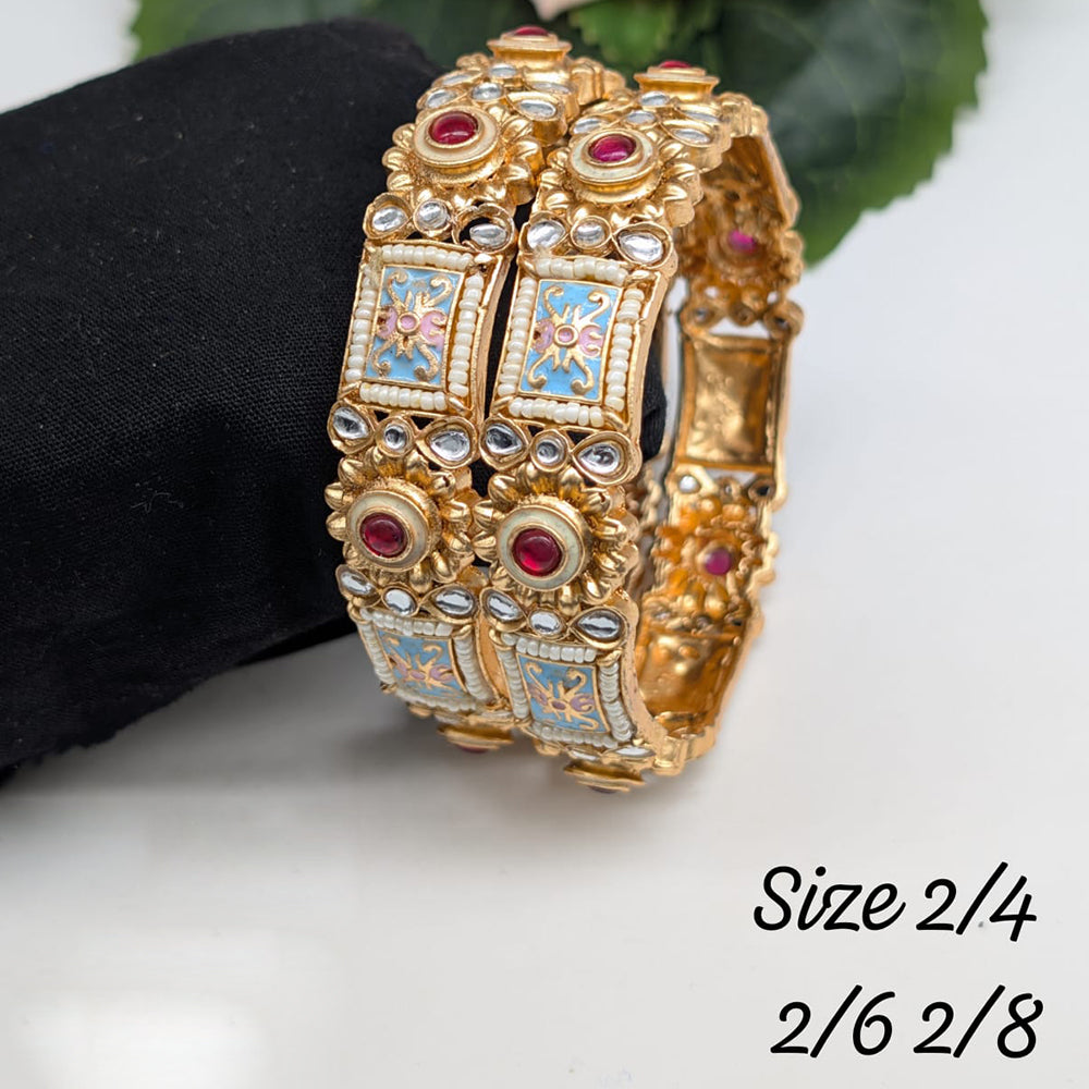 Pooja Bangles Gold Plated Kundan Stone Meenakari Bangles Set