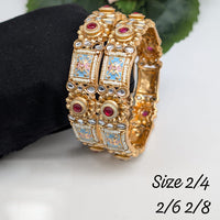 Pooja Bangles Gold Plated Kundan Stone Meenakari Bangles Set