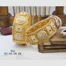 Pooja Bangles Gold Plated Pota Stone  And Meenakari Openable Bangles Set